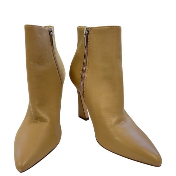 Nine West Torrie Ankle Boot Women's Size 7.5 Beige Pointed Toe Zip - Picture 1 of 11